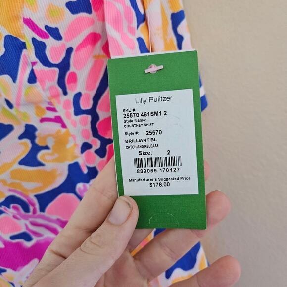 Lilly Pulitzer Courtney Shift Dress Brilliant Blue Catch And Release Size 2 - Picture 3 of 8